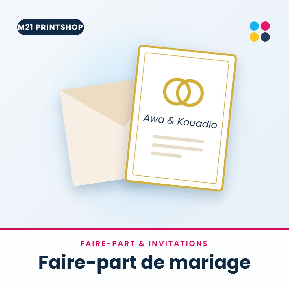Faire-part de mariage – M21 Printshop Abidjan